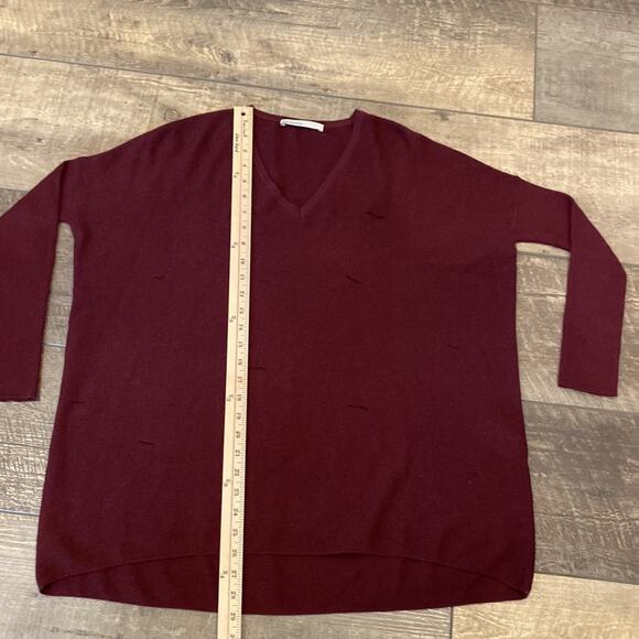 GENTRY PORTOFINO Burgundy 100% Cashmere Sweater Very Oversized - Picture 6 of 9